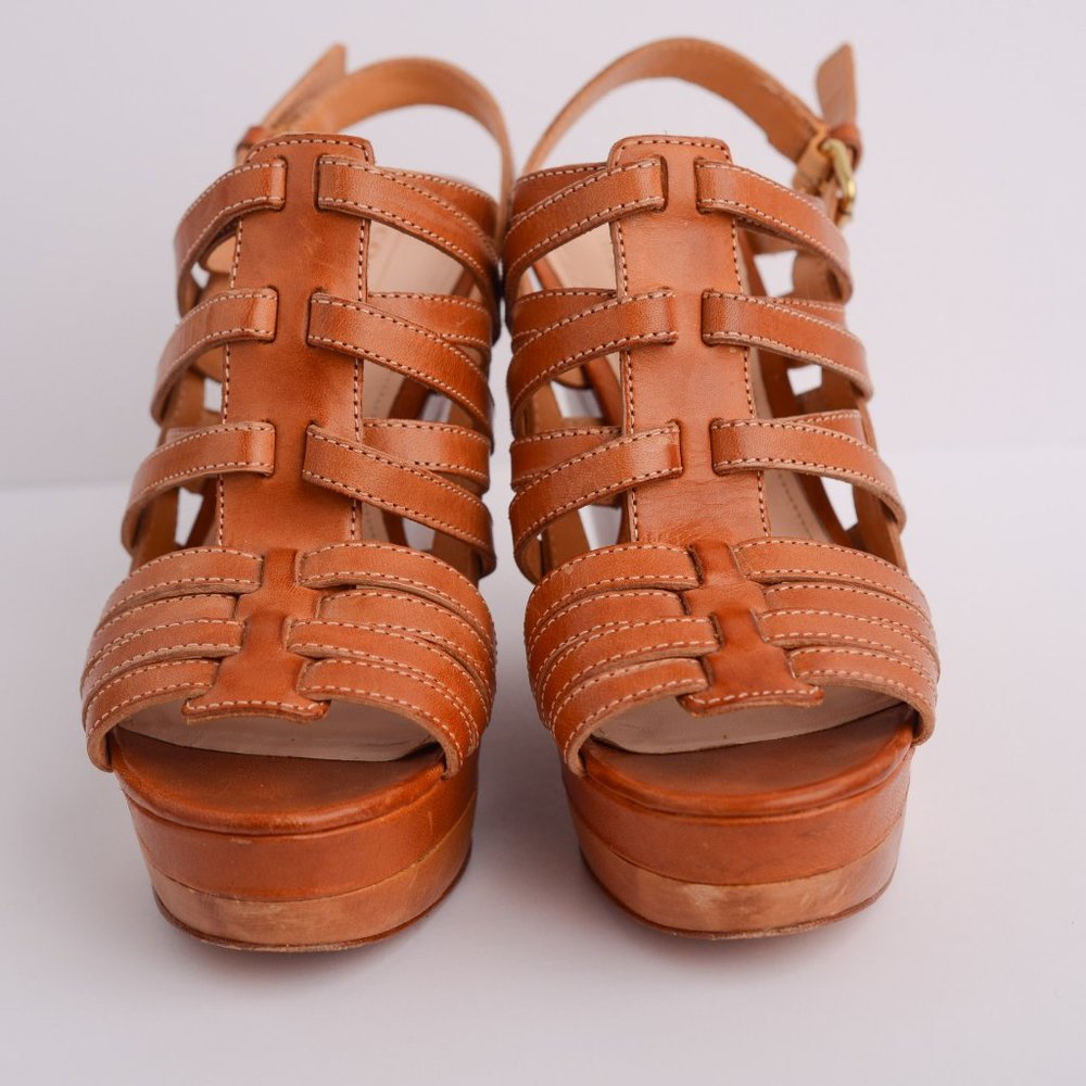 AUTHENTIC Coach Leather Elvira Wedge Heels 6.5 - Picture 2 of 6